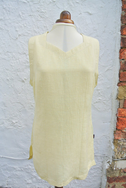 Knee Length Tunic in Hemp Silk, Lemon Yellow