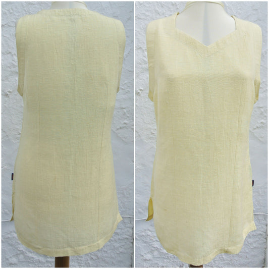 Knee Length Tunic in Hemp Silk, Lemon Yellow