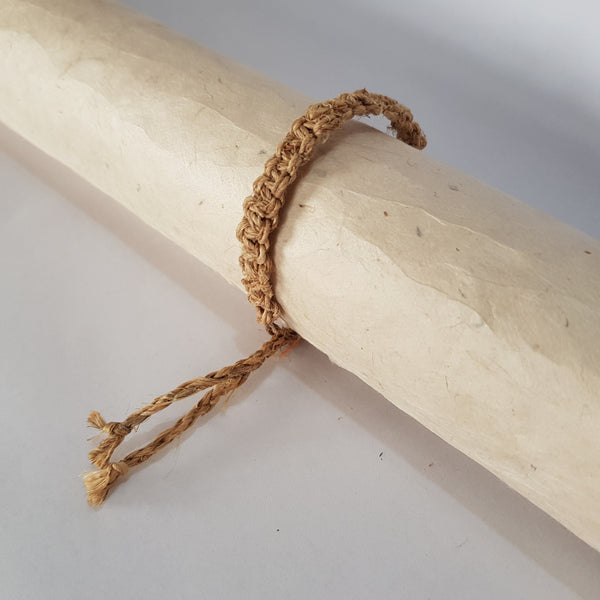 Handmade Braided Hemp Bracelet; Natural
