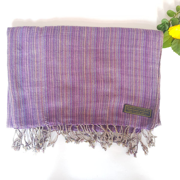 Hemp Scarf, Zig Zag Weave, Plum Purple