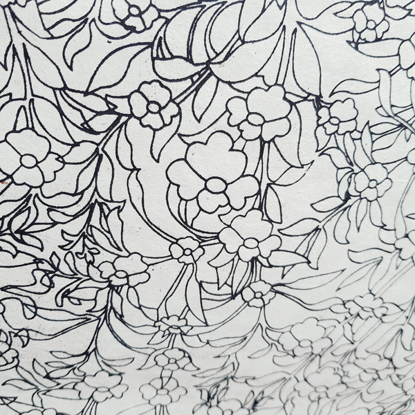 Black and White Flowers Print on Lokta Paper, Tree Free & Sustainable
