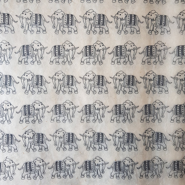 Black Elephants Print on Hemp Tissue Paper