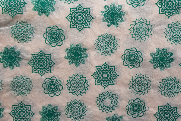 Green Mandala Print on Hemp Tissue Paper