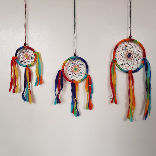 Rainbow Hemp & Wool Dreamcatchers