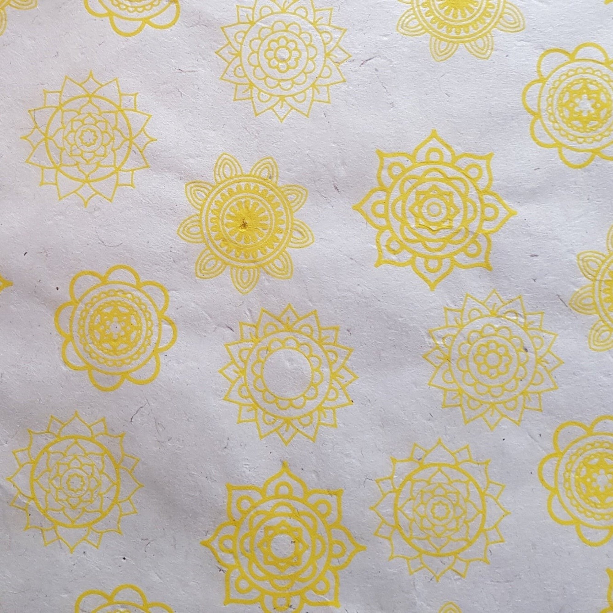 Yellow Mandala Print on Lokta Paper, Tree Free & Sustainable