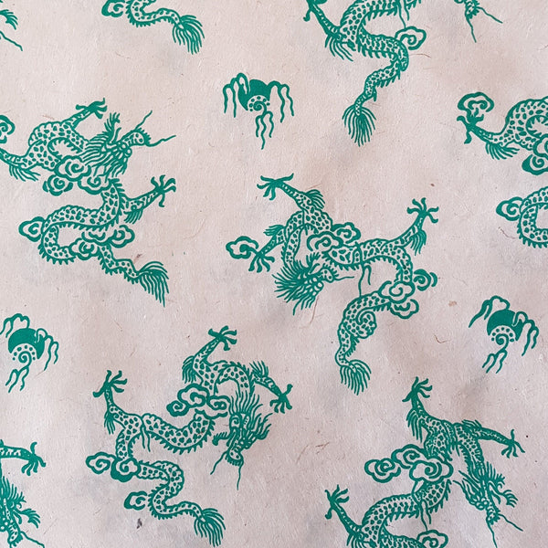 Green Dragons Print on Hemp Paper, Tree Free & Sustainable