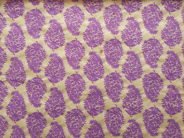 Floral Purple Print on Lokta Paper, Tree Free & Sustainable