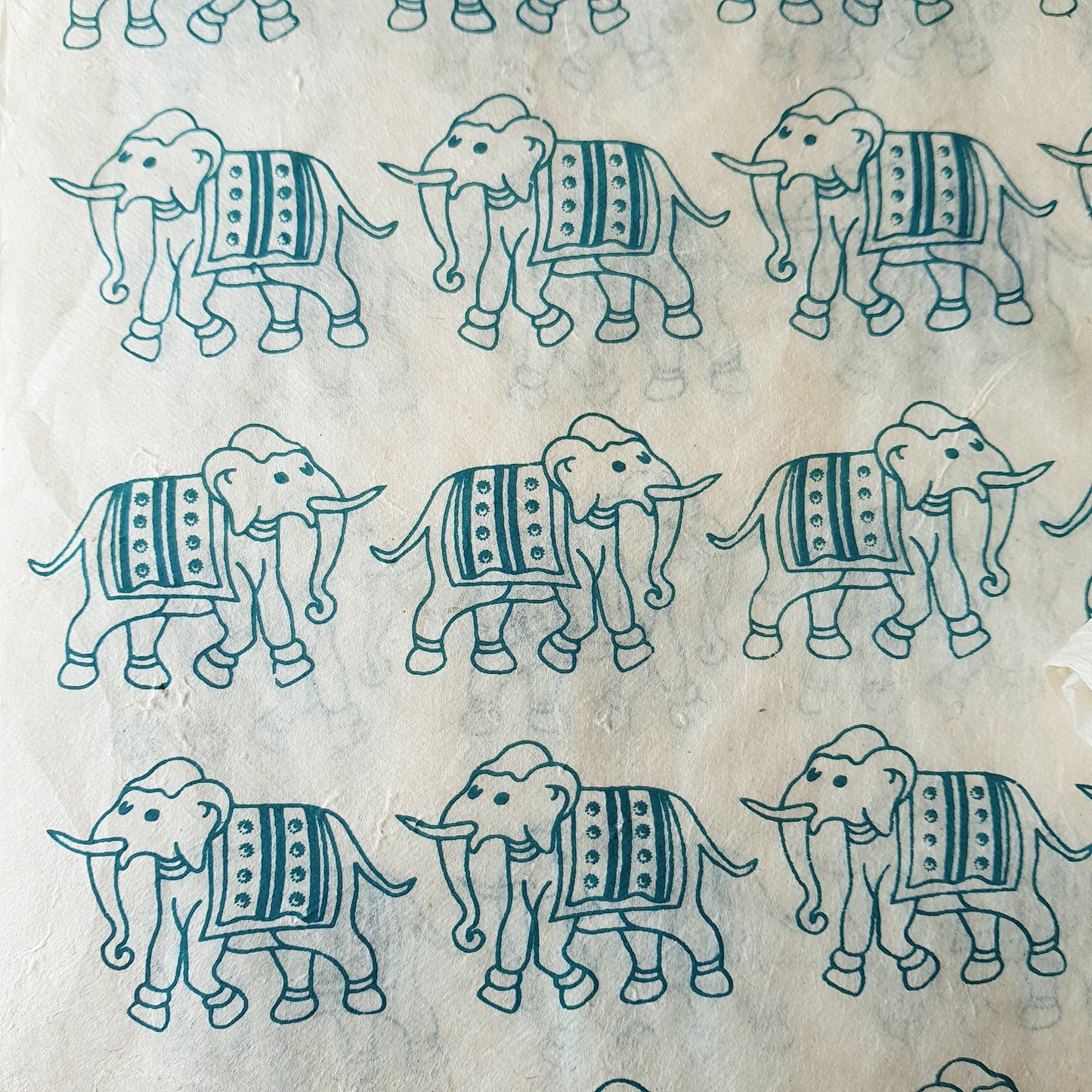 Green Elephants Print on Hemp Tissue Paper