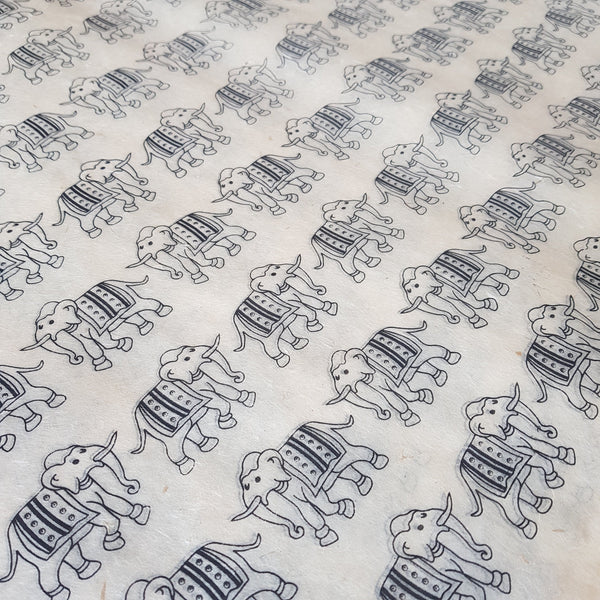 Black Elephants Print on Hemp Tissue Paper