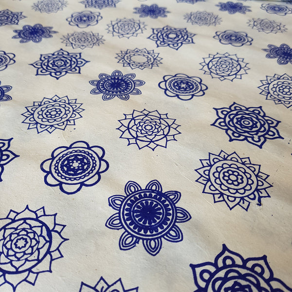 Blue Mandala Print on Hemp Paper, Tree Free & Sustainable