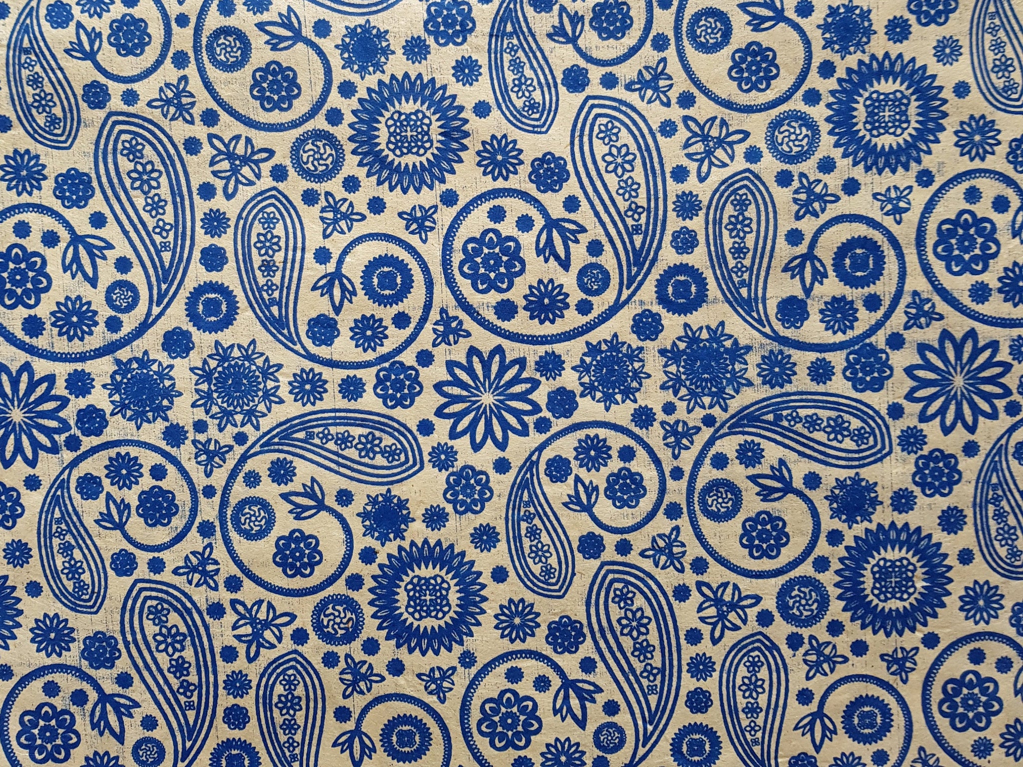 Blue Paisley Print on Hemp Paper, Tree Free & Sustainable