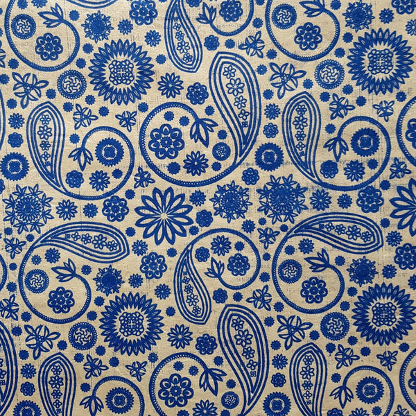 Blue Paisley Print on Hemp Paper, Tree Free & Sustainable