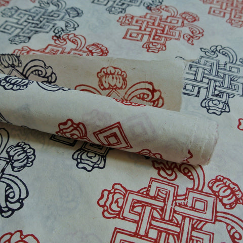 Infinite Knot Block Printed on Lokta Paper, Handmade, Tree Free & Sustainable