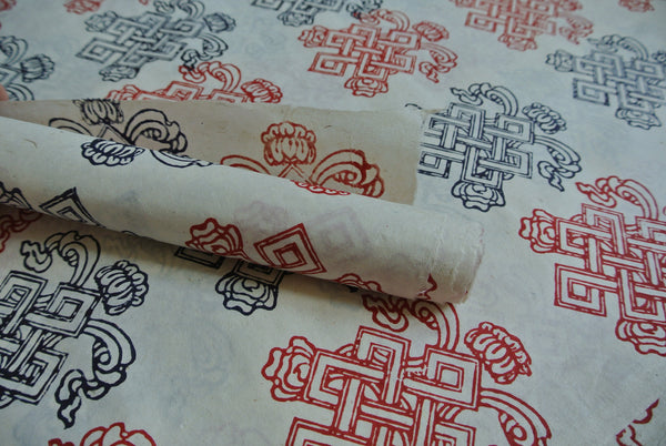 Infinite Knot Block Printed on Lokta Paper, Handmade, Tree Free & Sustainable