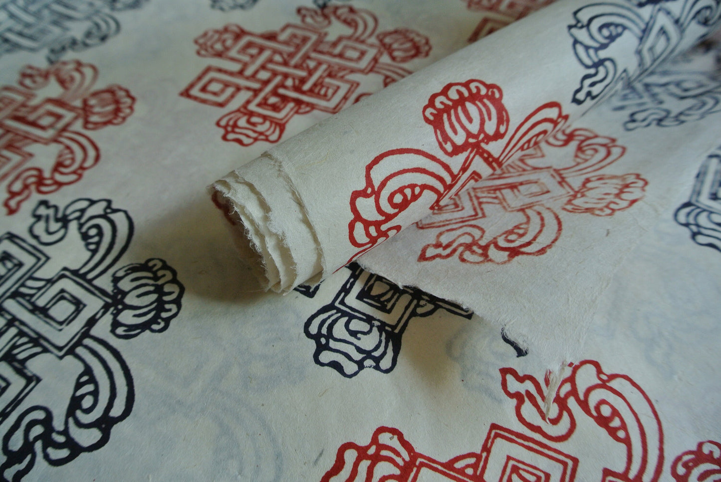 Infinite Knot Block Printed on Lokta Paper, Handmade, Tree Free & Sustainable