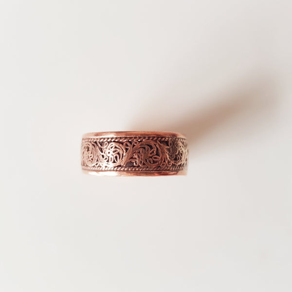 Handmade Copper Ring with floral design