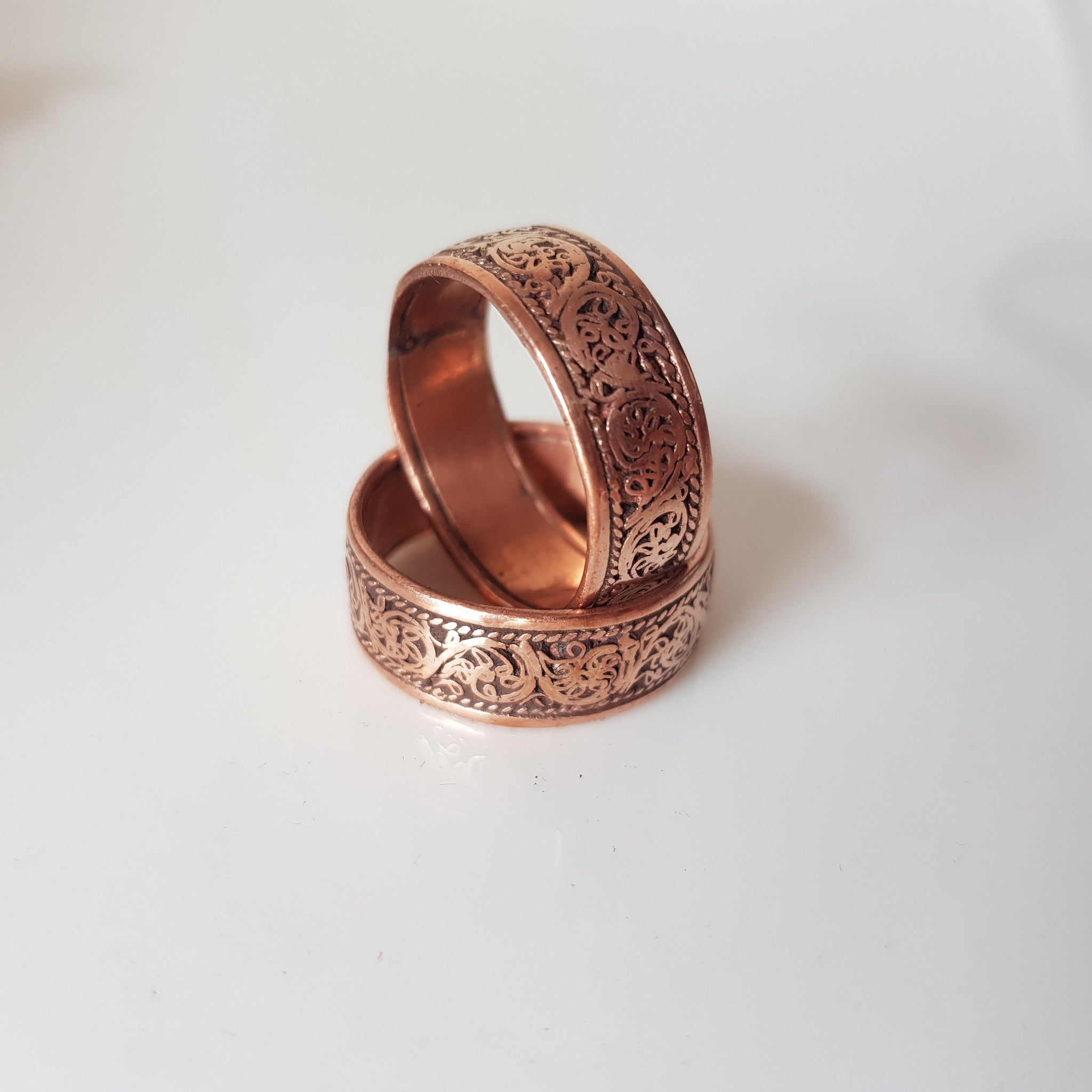 Handmade Copper Ring with floral design