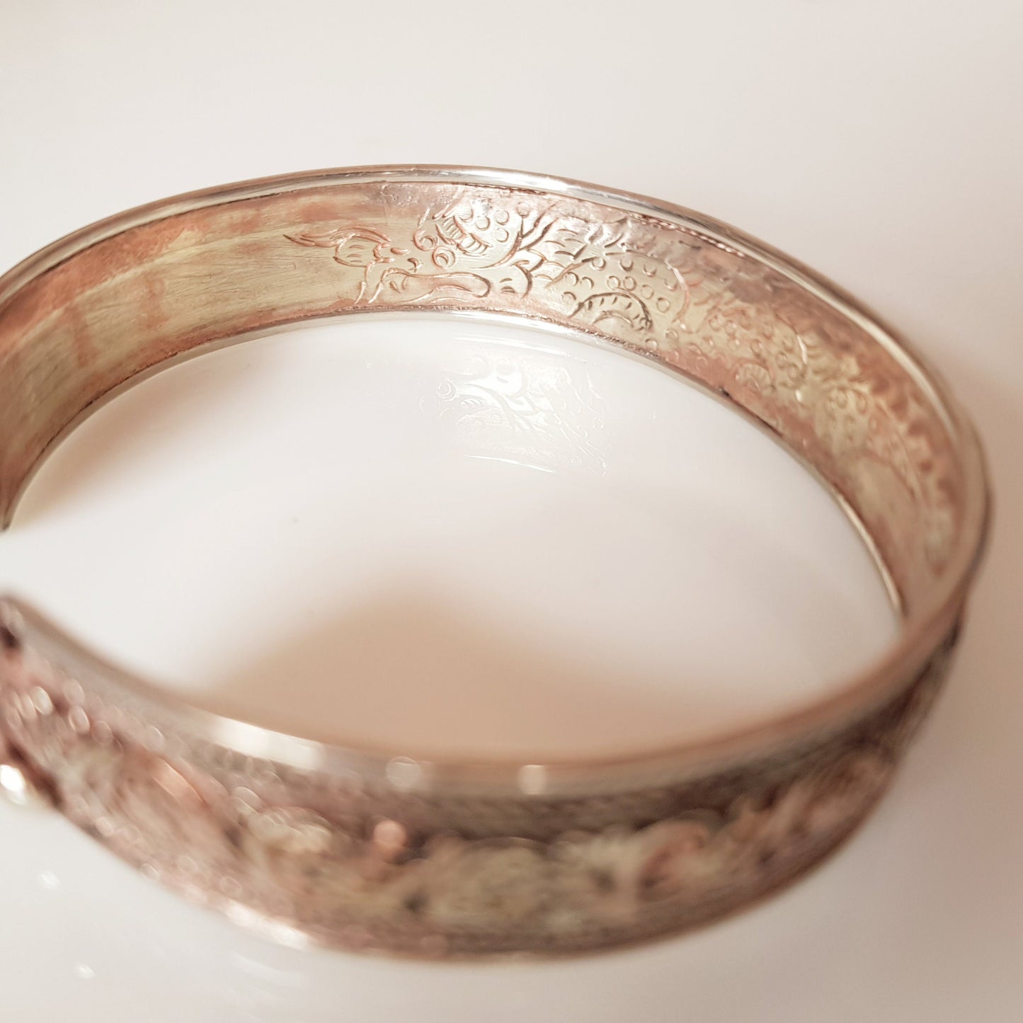 Handmade Tri-Metal Bracelet, Floral String Pattern