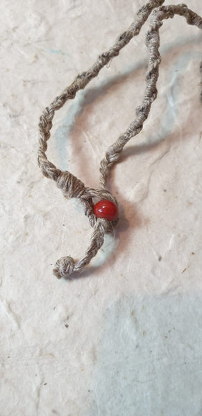 Natural Hemp Necklace with Glass Pendant
