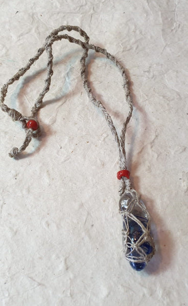 Natural Hemp Necklace with Glass Pendant