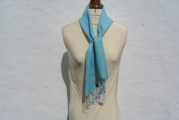 Vintage Pashmina Scarf, Small Baby Blue