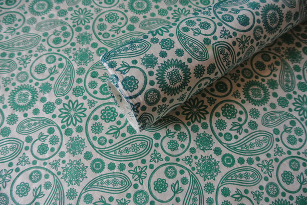 Green Paisley Print on Hemp Paper, Tree Free & Sustainable
