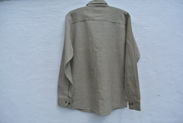 Hemp and Organic Cotton Men's Shirt in Sand Dollar