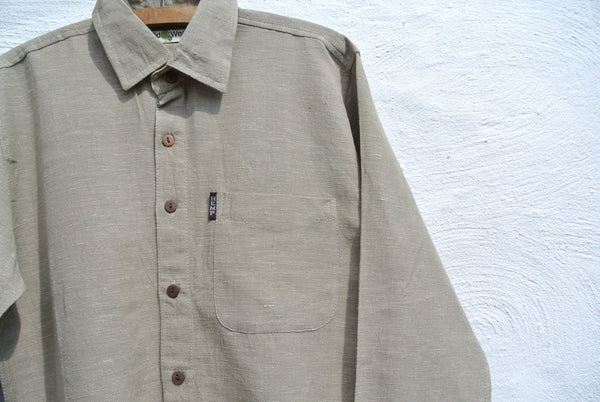 Hemp and Organic Cotton Men's Shirt in Sand Dollar