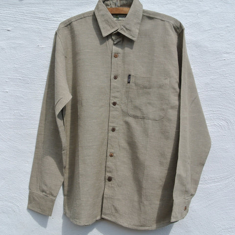 Hemp and Organic Cotton Men's Shirt in Sand Dollar