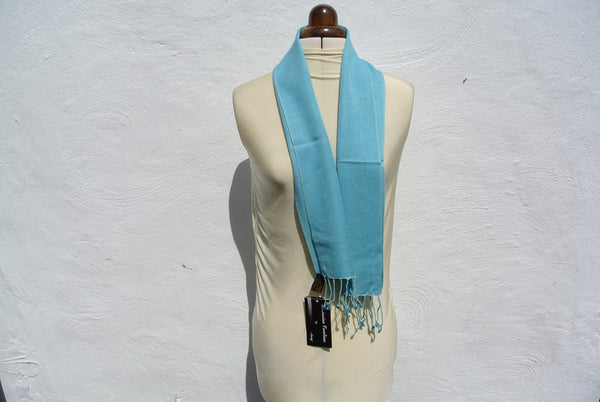 Vintage Pashmina Scarf, Small Baby Blue