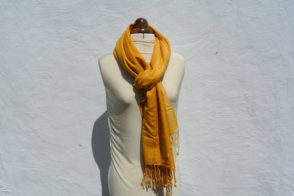 Vintage Pashmina Shawl, Shaded yellow