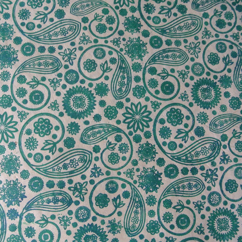 Green Paisley Print on Hemp Paper, Tree Free & Sustainable