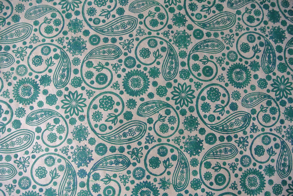 Green Paisley Print on Hemp Paper, Tree Free & Sustainable