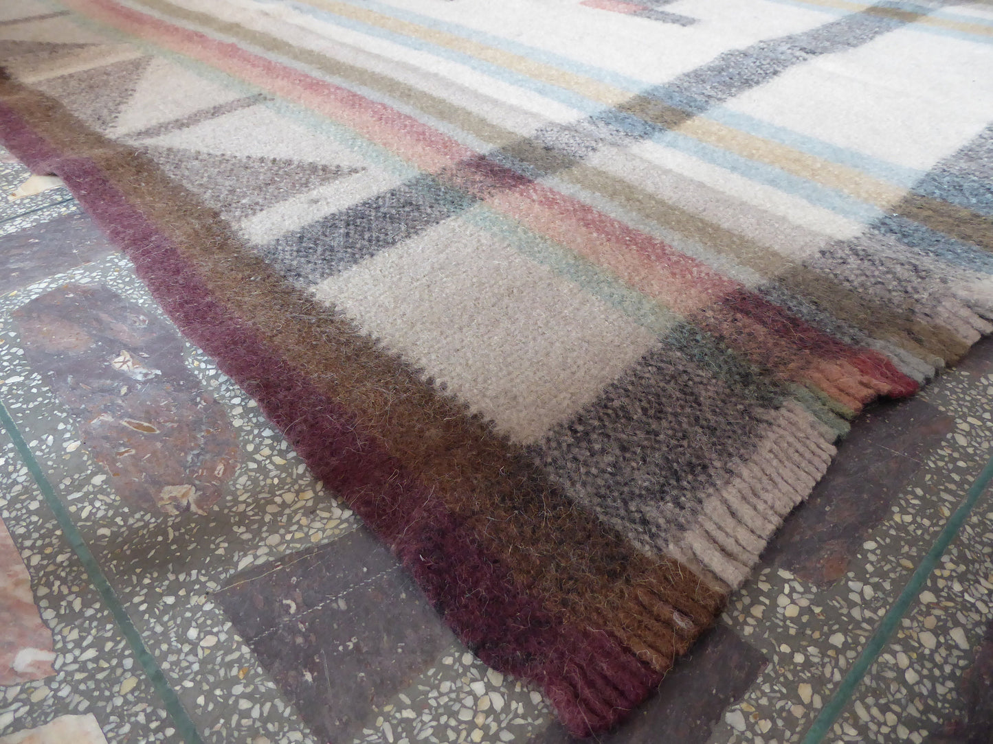 Boiled Wool 'Radhi' Rug, Large, Mismatched Diamond