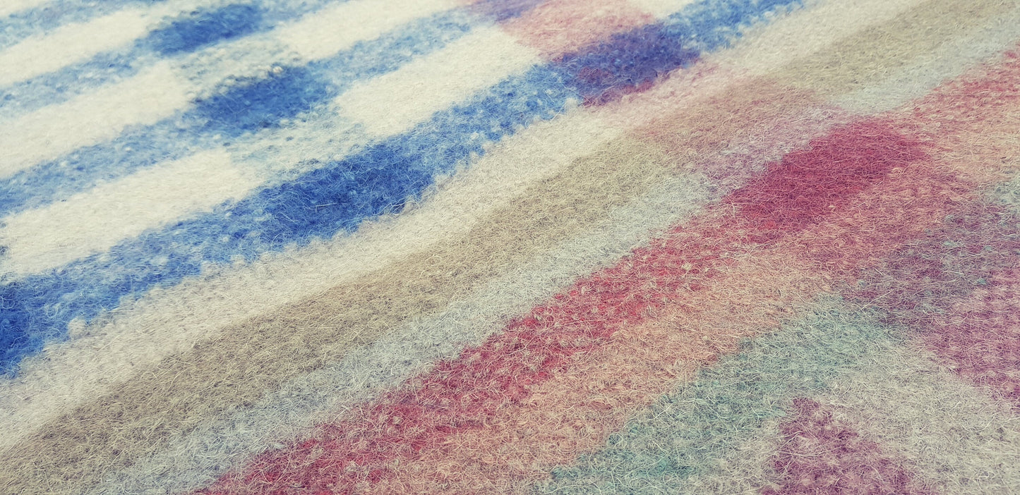 Boiled Wool 'Radhi' Rug, Large, Blue Check