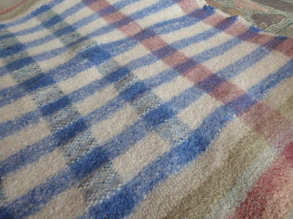 Boiled Wool 'Radhi' Rug, Large, Blue Check