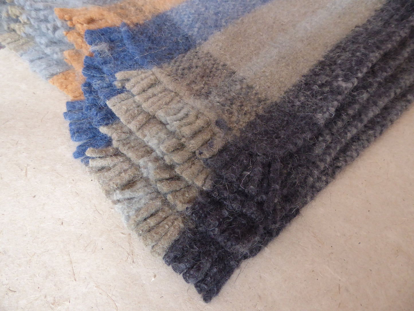 Boiled Wool 'Radhi' Rug, Medium, Multi Coloured Stripes