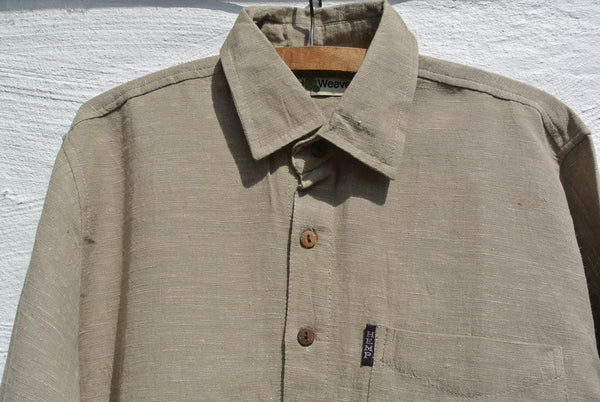Hemp and Organic Cotton Men's Shirt in Sand Dollar