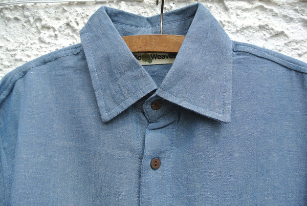 Men's Blue Hemp Shirt - Everyday Wear