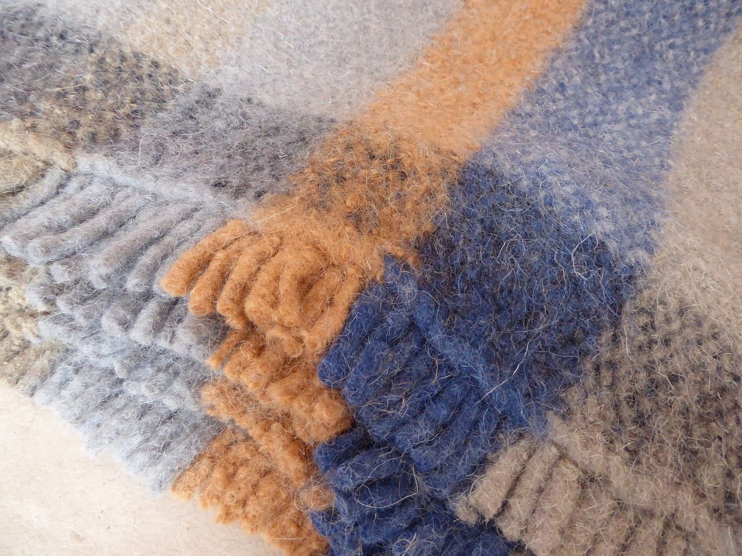 Boiled Wool 'Radhi' Rug, Medium, Multi Coloured Stripes