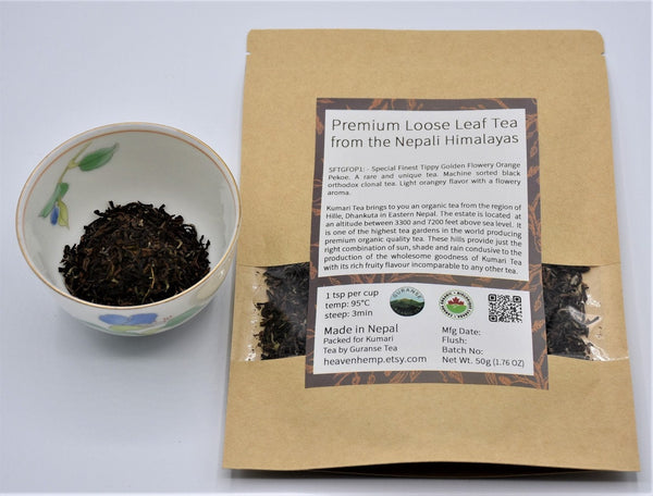 SFTGFOP-1 Black Tea - Special Finest Tippy Golden Flowery Orange Pekoe. Premium Loose Leaf Organic Tea from the Nepali Himalayas