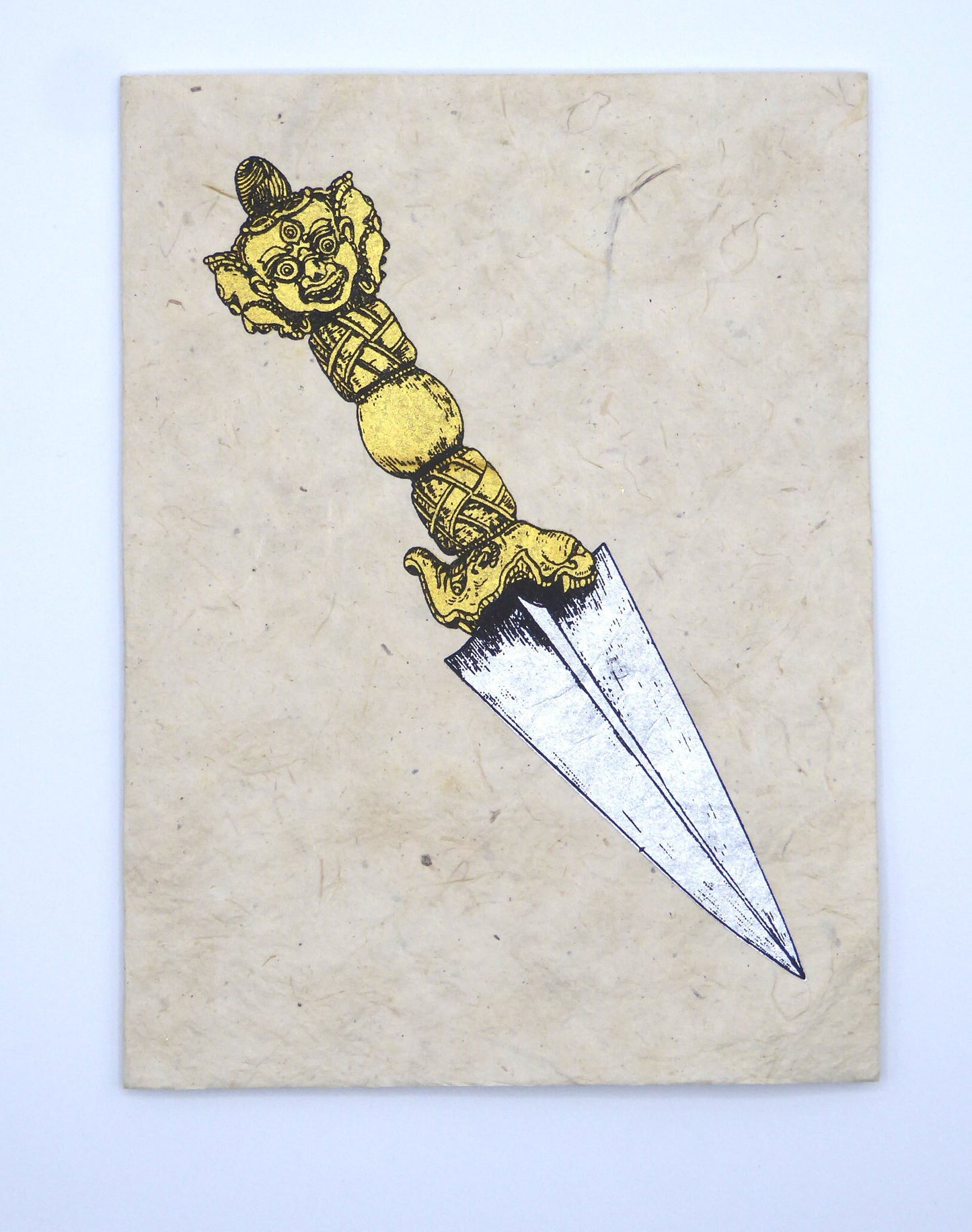 Handmade Lokta Greeting Card, Phurba