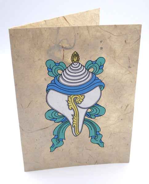 Handmade Lokta Card, The Conch, Infinity Knot & Chakras