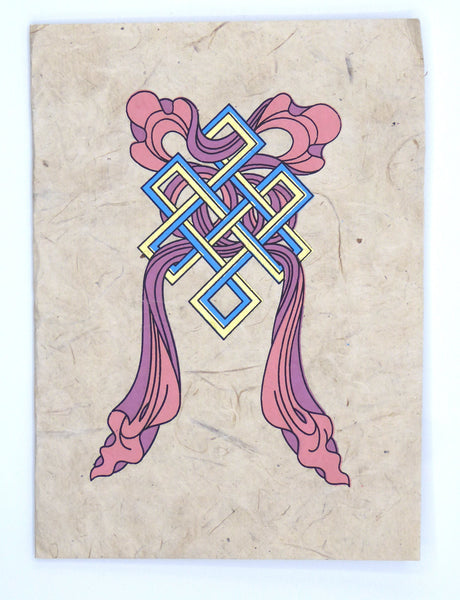 Handmade Lokta Card, The Conch, Infinity Knot & Chakras