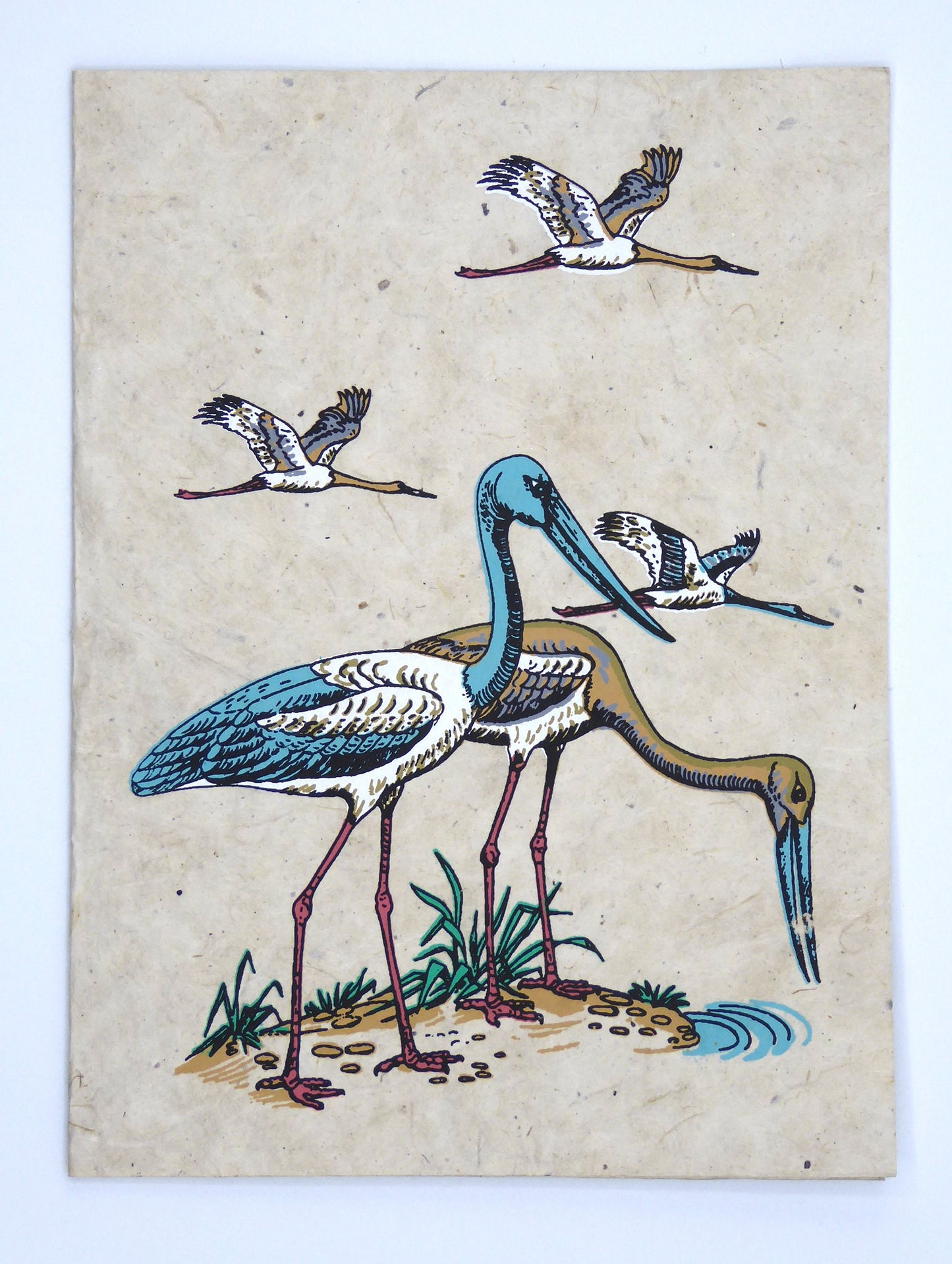 Handmade Lokta Greeting Card, Storks