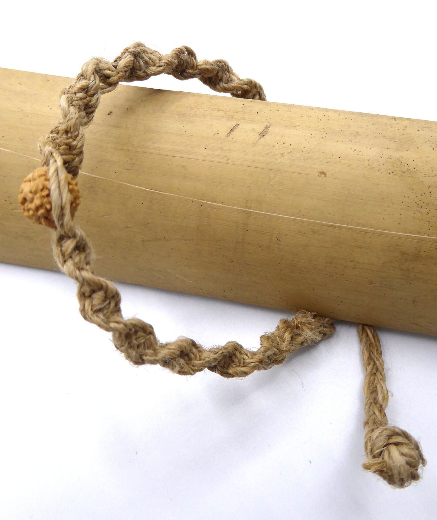 Natural Hemp Rudraksha (Elaeocarpus) Bracelet