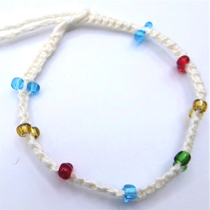 Beaded Linen Cord Bracelet, white