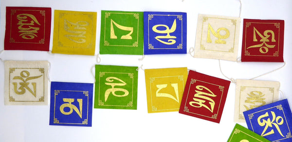 Lokta Paper Prayer Flags, Om Mani Padme Hum.