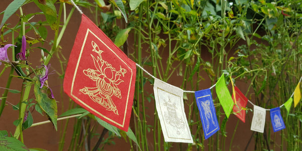 Lokta Paper Prayer Flags, 8 Auspicious Symbols (Ashtamangala)