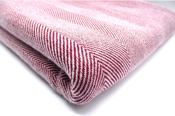 Cashmere blanket, Herringbone; Mulberry and White